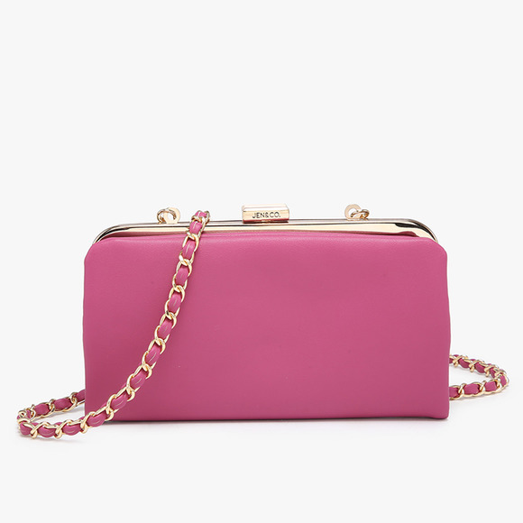 Sue Snap Clasp Wallet Pouch Crossbody Hot Pink Fuchsia - Picture 1 of 4